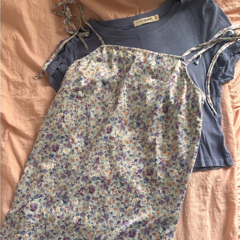 Live to be Spoiled Floral Mini Dress and Shirt Set Size Small